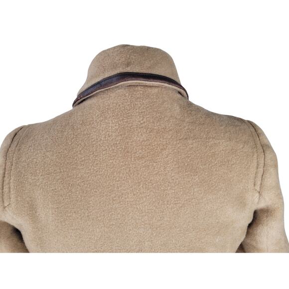 Coach Tan Mohair/Wool Brown Leather Trim Overcoat Sz XS - Picture 9 of 15